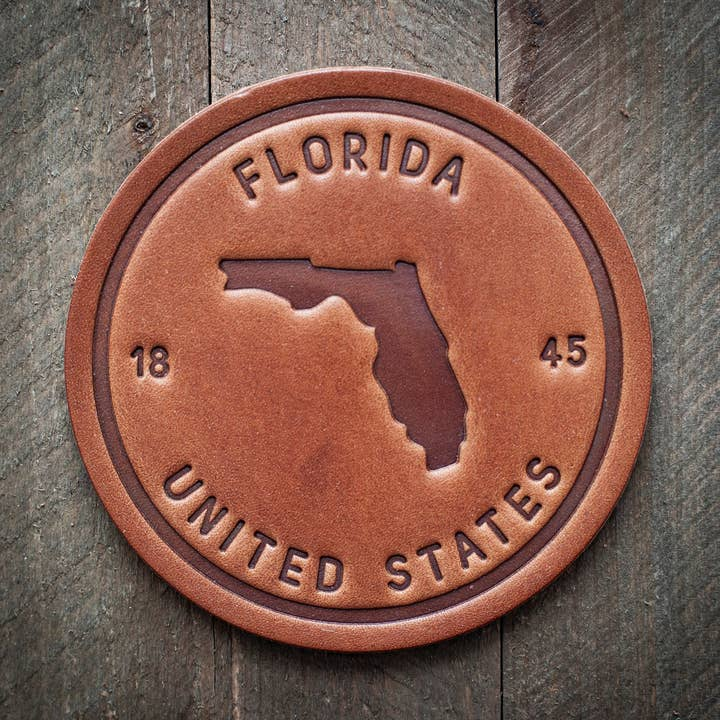 Florida State Silhouette Leather Coaster