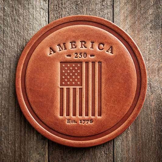 America 250th Anniversary Flag Leather Coaster