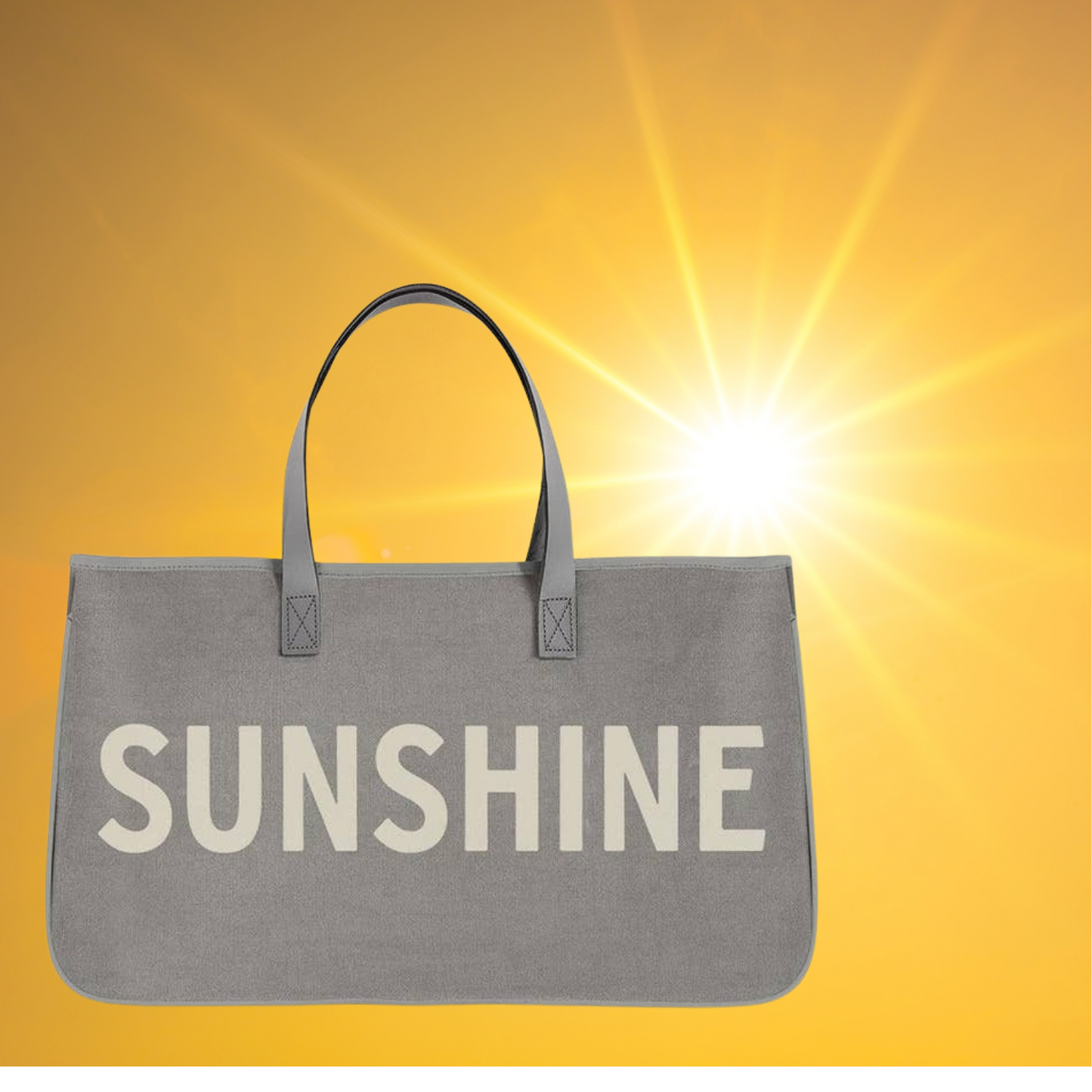 Sunshine- Grey Canvas Tote