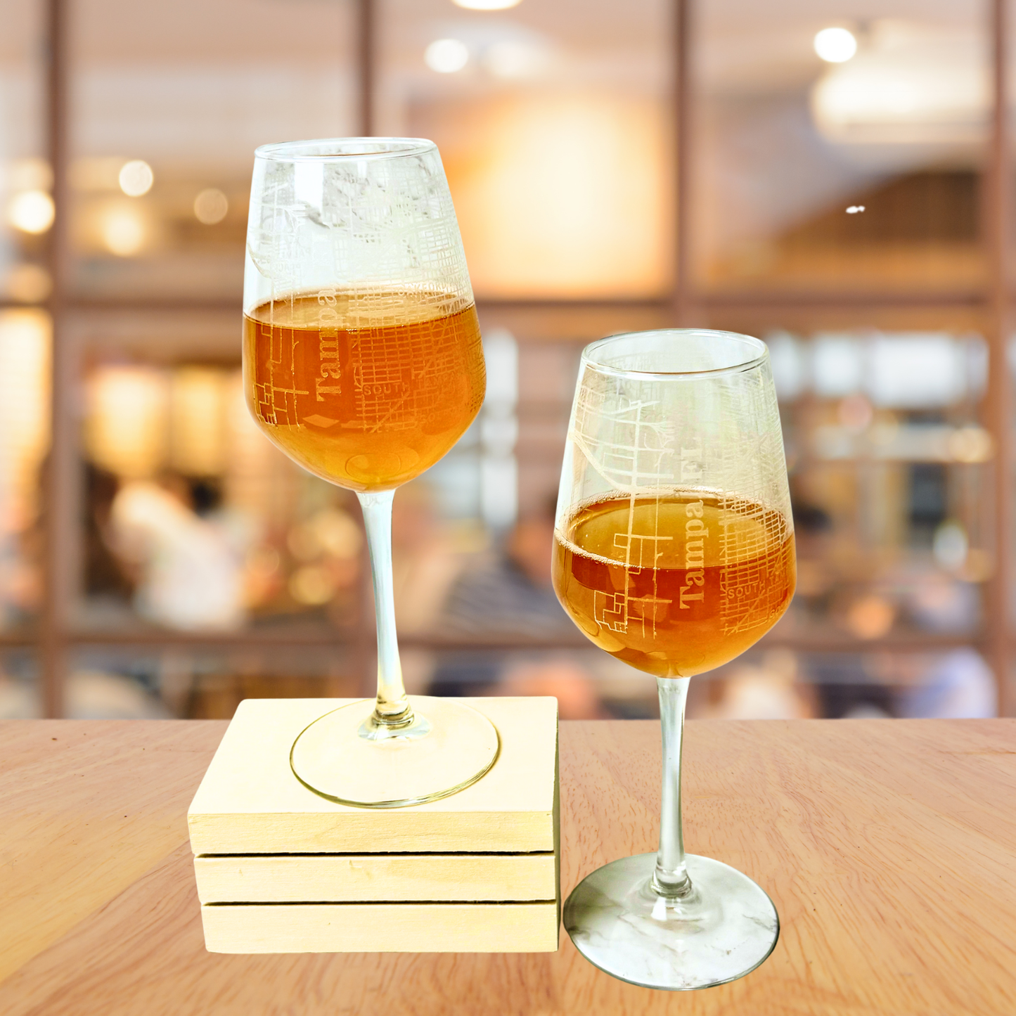 Tampa Fl - Street Map - Engraved Wine Glass