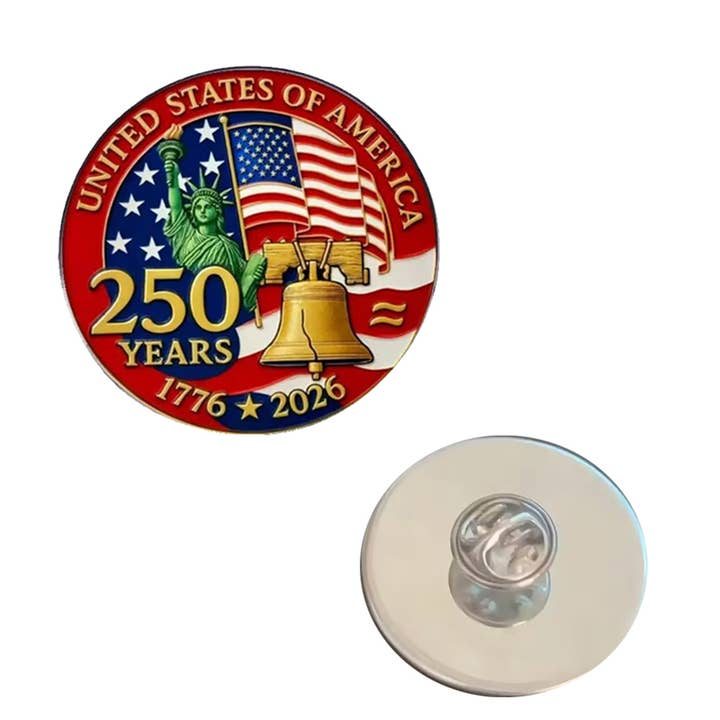 1776 To 2026 Patriotic 250th Anniversary Gold Plated Pin
