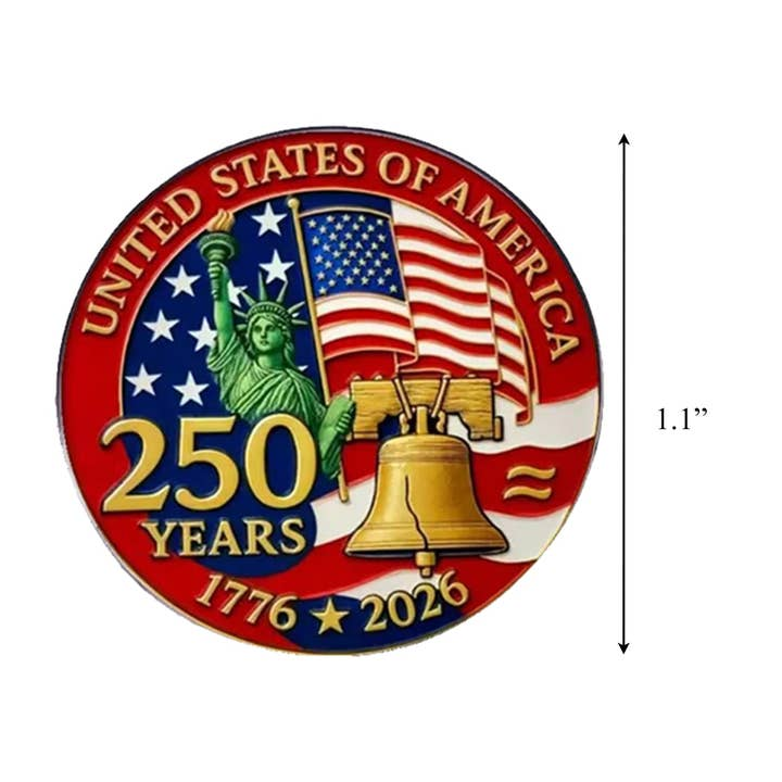 1776 To 2026 Patriotic 250th Anniversary Gold Plated Pin